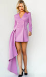 V-neck Collared Draped Cocktail Short Natural Waistline Long Sleeves Sheath Sheath Dress