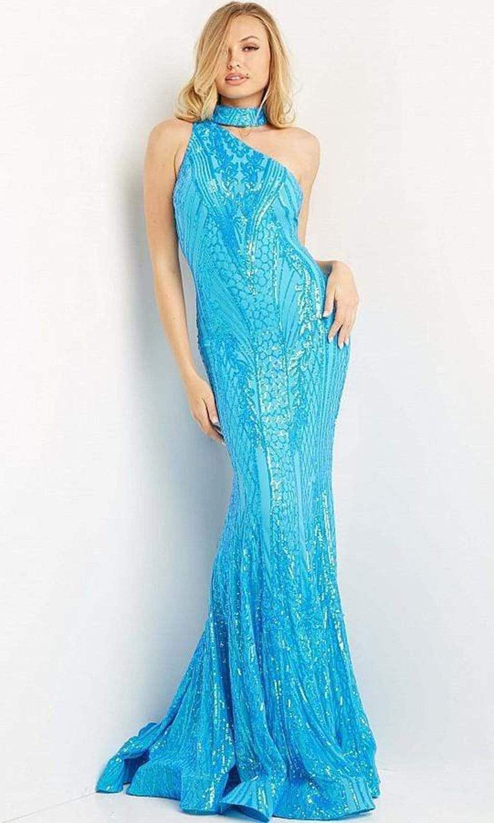 Jovani - 08338 Choker Neck Sequin Embellished Mermaid Evening Dress
