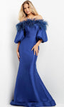 Sophisticated Off the Shoulder Natural Waistline Mermaid Evening Dress with a Brush/Sweep Train