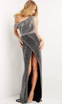 Sexy V-neck Sheath Slit Fitted Open-Back Beaded Asymmetric Back Zipper Natural Waistline Sheath Dress/Evening Dress