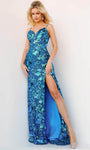 Sweetheart Natural Waistline Open-Back Slit Sequined Back Zipper Spaghetti Strap Floor Length Mermaid Evening Dress/Prom Dress with a Court Train