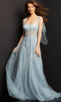 Sexy Sophisticated A-line Strapless Floor Length Sleeveless Sheer Jeweled Illusion Draped Beaded Corset Natural Waistline Halter Sweetheart Dress