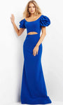 Sexy Sophisticated Strapless Natural Waistline Mermaid Cutout Beaded Back Zipper Puff Sleeves Sleeves Lace Halter Scoop Neck Evening Dress with a Brush/Sweep Train