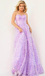 A-line Strapless Natural Waistline Lace-Up Sequined Goddess Floor Length Sweetheart Flutter Sleeves Prom Dress