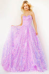 A-line Strapless Natural Waistline Sweetheart Flutter Sleeves Goddess Sequined Lace-Up Floor Length Prom Dress