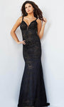 V-neck Plunging Neck Beaded Back Zipper Glittering Sheer Fitted Lace Sheath Mermaid Floor Length Natural Waistline Sleeveless Spaghetti Strap Bodycon Dress/Sheath Dress with a Brush/Sweep Train