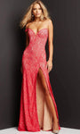 Sexy Sophisticated Strapless Floor Length Lace Halter Plunging Neck Sweetheart Natural Waistline Sheath Off the Shoulder Fall Back Zipper Sheer Beaded Open-Back Slit Fitted Sheath Dress/Prom Dress wit