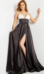 A-line V-neck Open-Back Pleated Vintage Back Zipper Slit Floor Length Satin Empire Waistline Sleeveless Spaghetti Strap Evening Dress