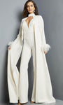 V-neck Natural Waistline Back Zipper Plunging Neck Floor Length Long Sleeves Sleeveless Jumpsuit