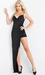 V-neck Sleeveless Spaghetti Strap Natural Waistline Short Back Zipper Beaded Open-Back Jersey Romper