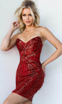 Strapless Sweetheart Natural Waistline Lace-Up Back Zipper Open-Back Sequined Fitted Sheath Cocktail Short Sheath Dress/Prom Dress