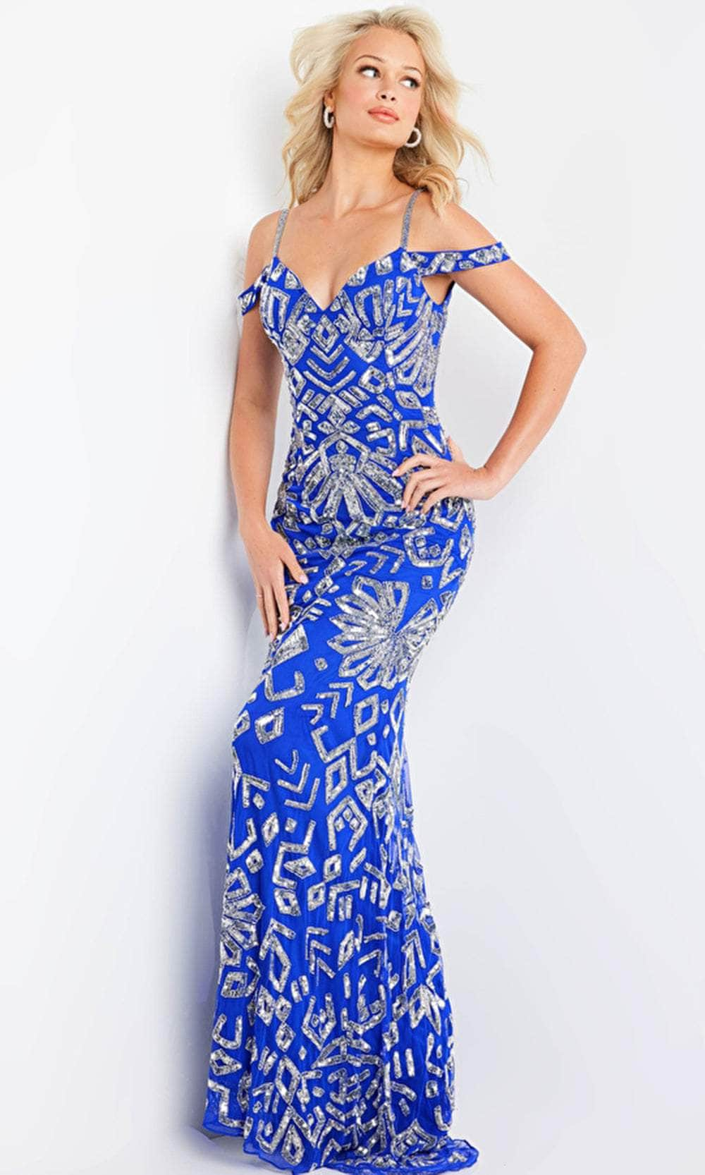 Jovani 09905 - Sequined Off-Shoulder Evening Dress
