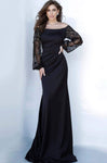 Natural Waistline Sheath Bishop Sleeves Off the Shoulder Sheath Dress/Evening Dress with a Brush/Sweep Train