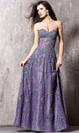 A-line Strapless Sheer Glittering Applique Sweetheart Corset Natural Waistline Floor Length General Print Prom Dress