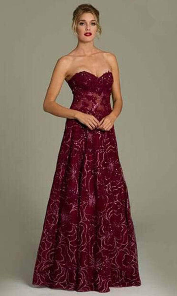 A-line Strapless Sheer Applique Glittering General Print Floor Length Corset Natural Waistline Sweetheart Prom Dress