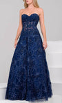 A-line Strapless Glittering Applique Sheer Floor Length Corset Natural Waistline Sweetheart General Print Prom Dress