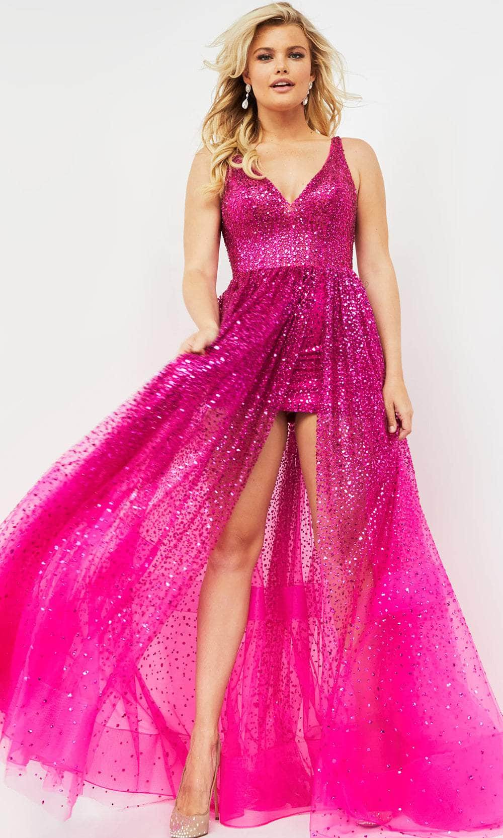 Jovani 22391 - Glitter Overskirt Prom Dress
