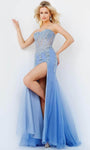 Strapless Sheer Beaded Slit Illusion Corset Natural Waistline Sweetheart Mermaid Prom Dress with a Brush/Sweep Train
