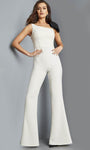 Natural Waistline One Shoulder Sleeveless Back Zipper Asymmetric Jumpsuit With a Bow(s)