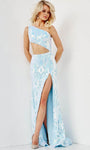 Sleeveless General Print Open-Back Asymmetric Sequined Slit Cutout Sheath Natural Waistline Sheath Dress/Prom Dress with a Brush/Sweep Train