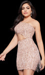 Sophisticated Sheath Natural Waistline One Shoulder Sequined Fitted Mesh Beaded Cocktail Short Sheath Dress/Party Dress