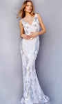 V-neck Floor Length Sleeveless Sequined Fitted Sheath Natural Waistline Sheath Dress with a Brush/Sweep Train