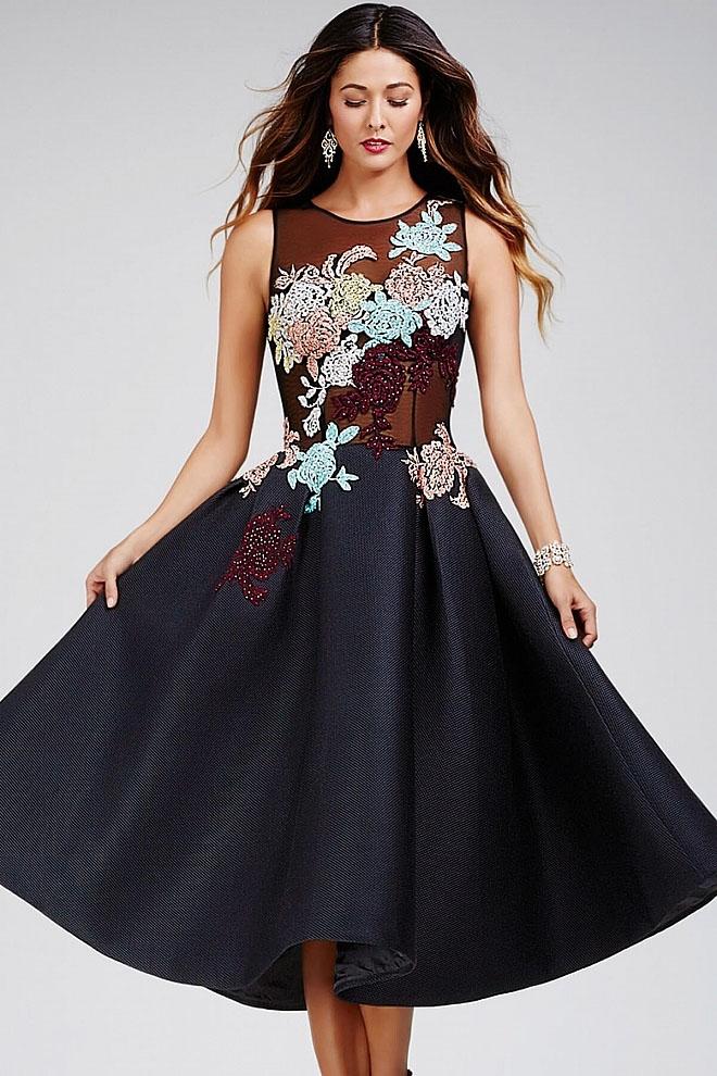 Jovani - 23695 Multi-Colored Sheer Jewel A-line Dress
