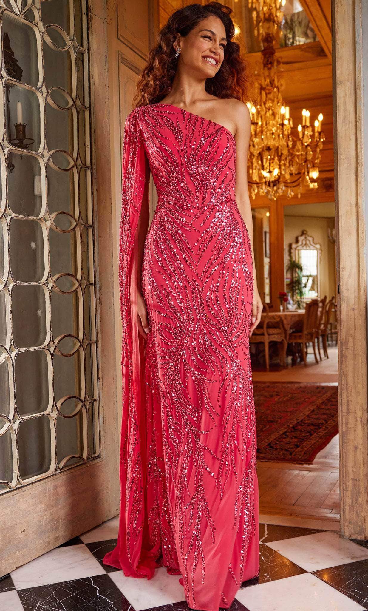 Jovani 23887 - One-Shoulder Sequin Prom Dress
