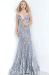 Sophisticated V-neck Spaghetti Strap Illusion Back Zipper Sequined Mesh Wrap Open-Back Mermaid Plunging Neck Corset Natural Waistline Prom Dress with a Brush/Sweep Train