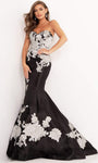 Strapless Sweetheart Floral Print Floor Length Wrap Open-Back Fitted Back Zipper Mermaid Natural Waistline Evening Dress with a Brush/Sweep Train