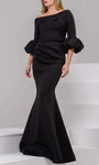 Mermaid Natural Waistline Asymmetric Open-Back Hidden Back Zipper Ruched Draped Pleated Floor Length Mother-of-the-Bride Dress