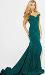 Sophisticated Mermaid Off the Shoulder Natural Waistline Back Zipper Open-Back Glittering Dress with a Court Train
