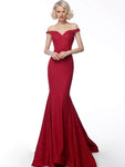Off the Shoulder Mermaid Open-Back Glittering Dress with a Court Train by Jovani
