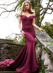 Sophisticated Off the Shoulder Mermaid Natural Waistline Glittering Open-Back Back Zipper Dress with a Court Train