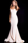 Sophisticated Natural Waistline Glittering Back Zipper Open-Back Mermaid Off the Shoulder Dress with a Court Train