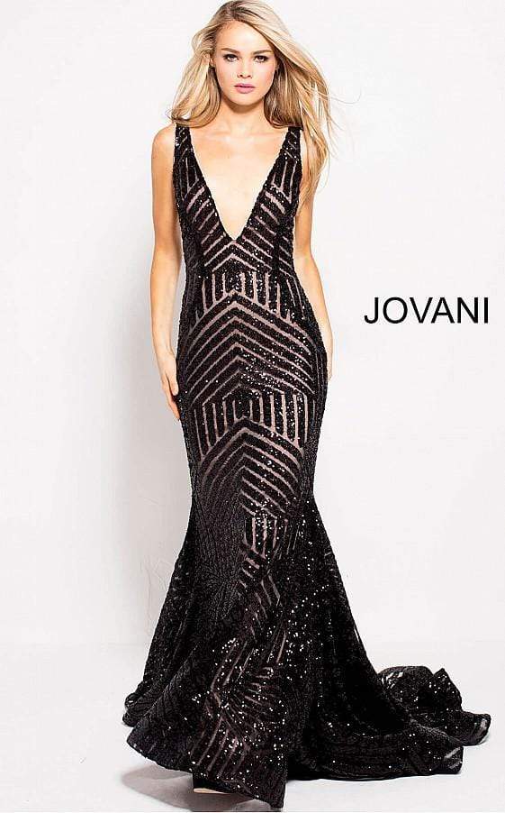 Jovani - 59762 Sexy Fitted Sequined Plunging Gown
