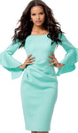 Strapless Above the Knee Natural Waistline Bell Long Sleeves Off the Shoulder Sheath Sheath Dress