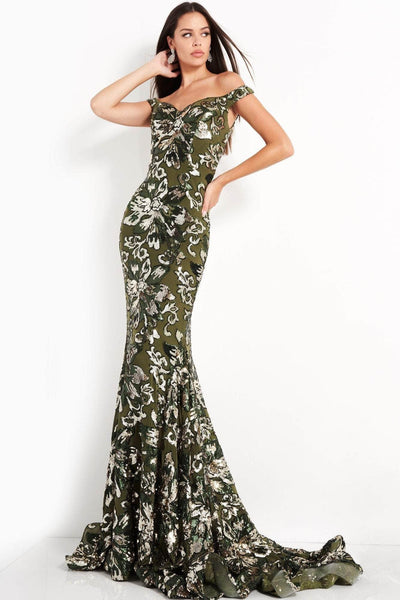 Tall Strapless Floral Print Sweetheart Mermaid Off the Shoulder Back Zipper Sequined Open-Back Metallic Natural Waistline Dress with a Brush/Sweep Train