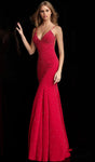 Sexy V-neck Jersey Goddess Back Zipper Open-Back Glittering Beaded Backless Fitted Sleeveless Spaghetti Strap Natural Waistline Mermaid Evening Dress/Prom Dress