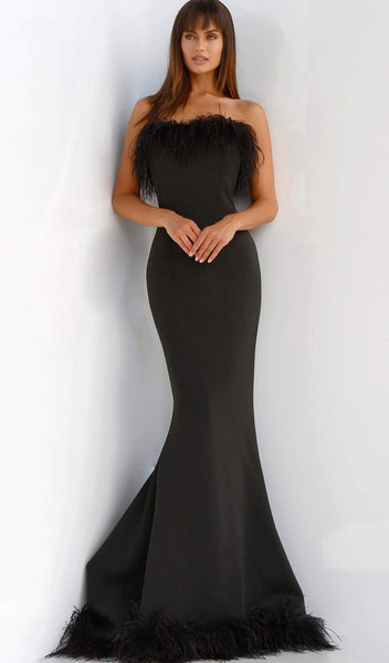 Strapless Sheer Back Zipper Open-Back Natural Waistline Straight Neck Mermaid Dress with a Court Train with a Brush/Sweep Train