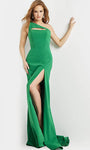 One Shoulder Sheath Slit Back Zipper Asymmetric Cutout Natural Waistline Sheath Dress/Evening Dress