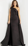 Sophisticated Floor Length Pleated Fitted Asymmetric Sheath Natural Waistline Sheath Dress/Evening Dress/Party Dress