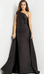 Sophisticated Floor Length Fitted Asymmetric Pleated Natural Waistline Sheath Sheath Dress/Evening Dress/Party Dress