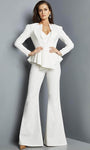 Sophisticated Long Sleeves Spaghetti Strap Natural Waistline Fitted Wrap Peplum Collared Sweetheart Party Dress/Jumpsuit