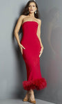 Strapless Fitted Open-Back Slit Tea Length Velvet Sheath Sheath Dress/Prom Dress by Jovani