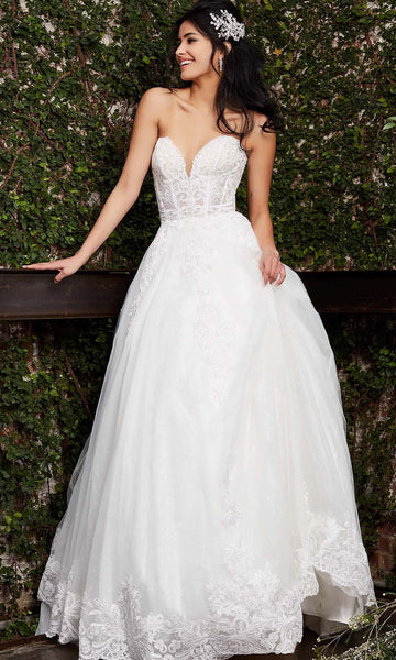 Sophisticated A-line Sweetheart Corset Natural Waistline Lace Embroidered Applique Wedding Dress