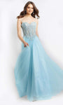 A-line Spaghetti Strap Sheer Lace-Up Applique Floor Length Sweetheart Corset Natural Waistline Dress