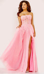 A-line Strapless Lace-Up Sheer Sequined Open-Back Wrap Slit Sweetheart Corset Natural Waistline Prom Dress with a Brush/Sweep Train