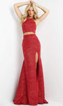 Mermaid Natural Waistline Spaghetti Strap Glittering Slit Back Zipper Open-Back Halter Dress with a Brush/Sweep Train