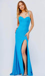 Natural Waistline Sweetheart Sleeveless Spaghetti Strap Floor Length Sheath Open-Back Back Zipper Self Tie Lace-Up Slit Glittering Jersey Sheath Dress/Prom Dress with a Brush/Sweep Train